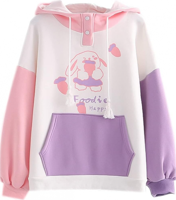 Hoodie dengan motif kartun lucu